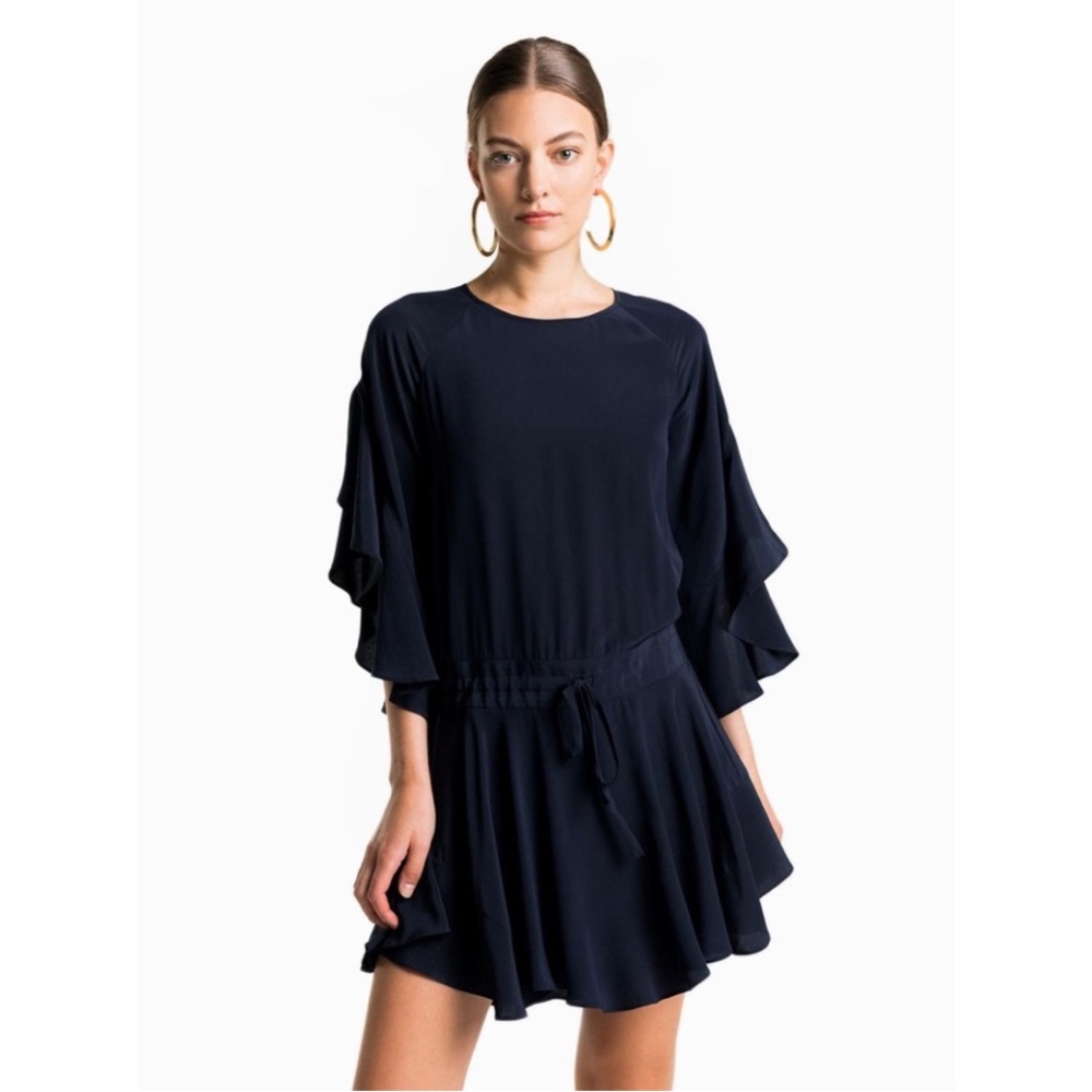 A.L.C. Cannon draped flutter sleeve silk Tie-Back Dress